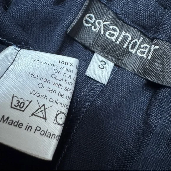 Eskandar sz 3 Japanese Trouser 100% Linen Pants Wide Leg Dark Navy US XL ? - Picture 7 of 12